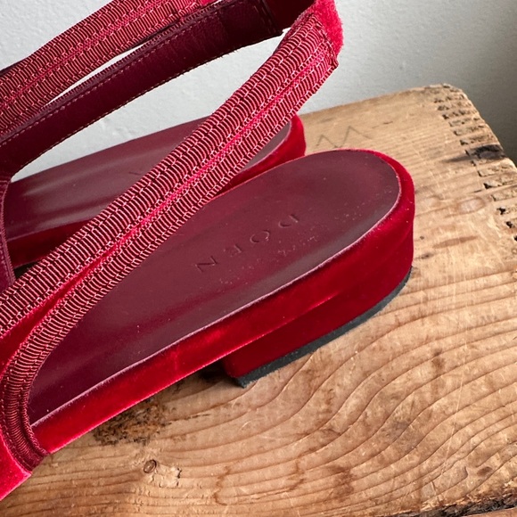 Doen Cossima Slingback Red Velvet Flats Size 41 - Picture 11 of 16